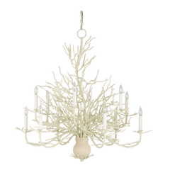 Antique White Coral Large 12 - Light Chandelier - Our Boat House