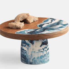 Austin Blue Swirled Cake Stand - Two Sizes - Our Boat House