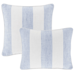 Awning Stripe Indoor/Outdoor Decorative Pillow - Soft French Blue - Our Boat House