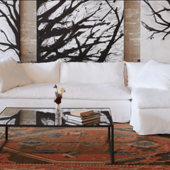 Bali Slipcovered Sectional 139in x 68in w/ RAF Chaise Lounge - Our Boat House