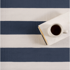 Banks Stripe Handwoven Indoor/Outdoor Rug - Navy - Our Boat House