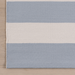 Banks Stripe Handwoven Indoor/Outdoor Rug - Swedish Blue - Our Boat House