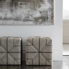 Berkely Ottoman - Whitewash - Our Boat House