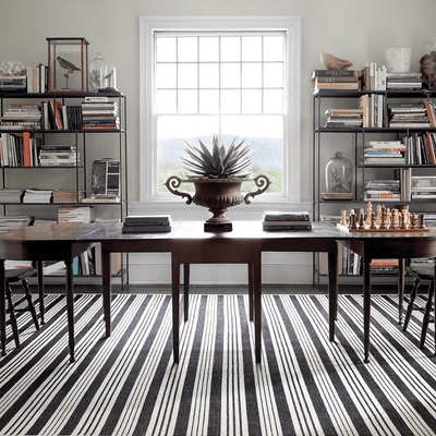 Birmingham Striped Indoor/Outdoor Rug - Black - Our Boat House