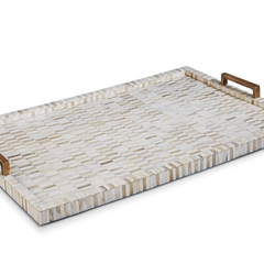 Bone and Brass Rectangular Tray - Our Boat House