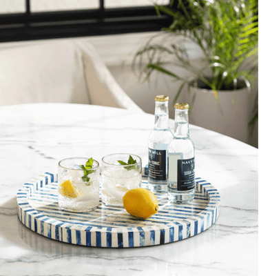 Bone & Indigo Tray Round - Our Boat House