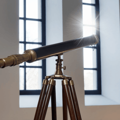 Brass Telescope Mounted on Rosewood Stand - Our Boat House