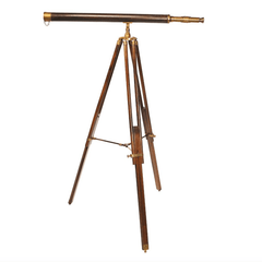 Brass Telescope Mounted on Rosewood Stand - Our Boat House