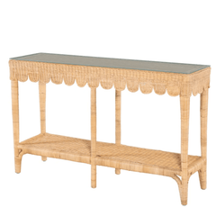 Bungalow Scalloped Rattan Console Table - Our Boat House