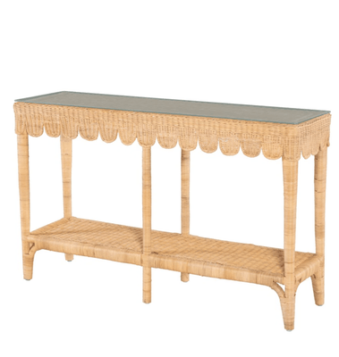 Bungalow Scalloped Rattan Console Table - Our Boat House
