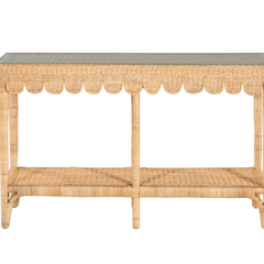 Bungalow Scalloped Rattan Console Table - Our Boat House