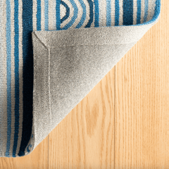 Button Blue Hand Micro Hooked Wool Rug - Our Boat House