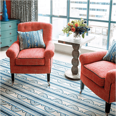 Button Blue Hand Micro Hooked Wool Rug - Our Boat House