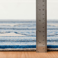 Button Blue Hand Micro Hooked Wool Rug - Our Boat House