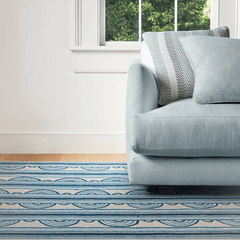 Button Blue Hand Micro Hooked Wool Rug - Our Boat House