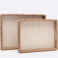 Cadie Cottage Raffia Tray Set - XL Rectangle - Our Boat House