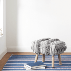 Camden Stripe Denim Handwoven Cotton Rug - Our Boat House
