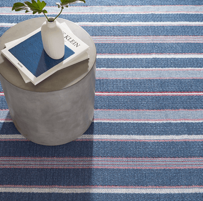 Camden Stripe Denim Handwoven Cotton Rug - Our Boat House