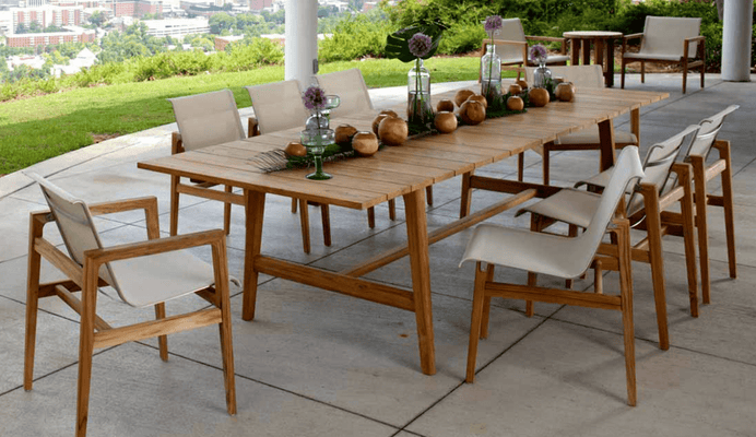 Cape Cod Outdoor Extension Dining Table - Natural or Oyster Teak - Our Boat House
