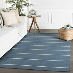 Cape Cod Striped Wool Rug - Stellar Blue - Our Boat House
