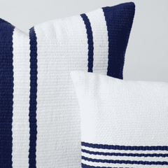 Carilo Beach Striped Throw Pillows or Throw - Natural & Navy Blue - Our Boat House