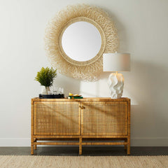 Champagne Reef Cane Round Mirror - Our Boat House
