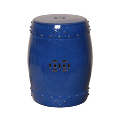 Classic Drum Garden Stool - Blue - Our Boat House