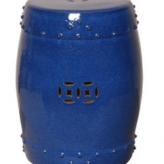 Classic Drum Garden Stool - Blue - Our Boat House