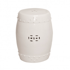 Classic Drum Garden Stool - White - Our Boat House