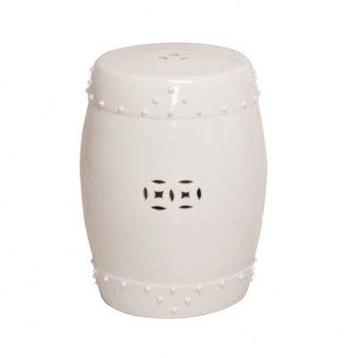 Classic Drum Garden Stool - White - Our Boat House
