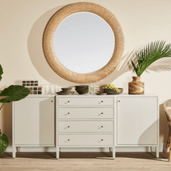 Crane Beach Raffia Deep Drawer Buffet - Ivory, Two Sizes - Our Boat House