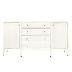 Crane Beach Raffia Deep Drawer Buffet - Pristine White. Two Sizes - Our Boat House