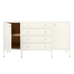Crane Beach Raffia Deep Drawer Buffet - Pristine White. Two Sizes - Our Boat House