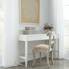 Crane Beach Raffia Writing Desk - White, Four Sizes - Our Boat House
