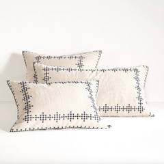 Cross - Stitch Linen Navy Sham - Our Boat House