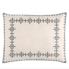 Cross - Stitch Linen Navy Sham - Our Boat House