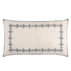 Cross - Stitch Linen Navy Sham - Our Boat House