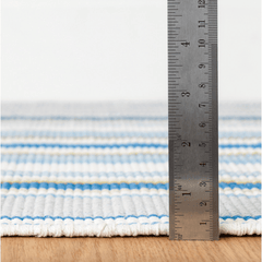 Daphne Stripe Handwoven Cotton Rug - French Blue - Our Boat House