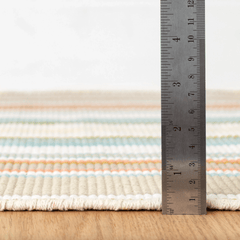 Daphne Stripe Handwoven Cotton Rug - Sky Blue - Our Boat House