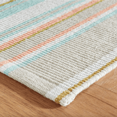 Daphne Stripe Handwoven Cotton Rug - Sky Blue - Our Boat House