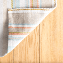Daphne Stripe Handwoven Cotton Rug - Sky Blue - Our Boat House