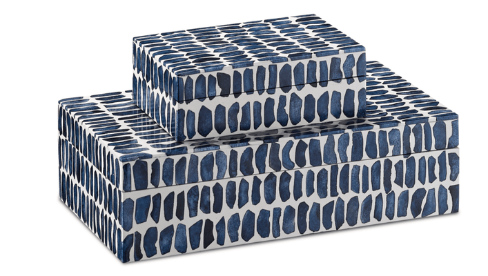 Deep Indigo & White Mosaic Box Set - Our Boat House