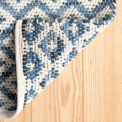 Denim Rag Diamond Ivory Woven Rug - Our Boat House