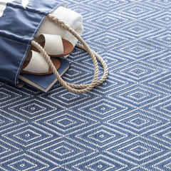 Diamond Indoor/Outdoor Rug - Denim & White - Our Boat House