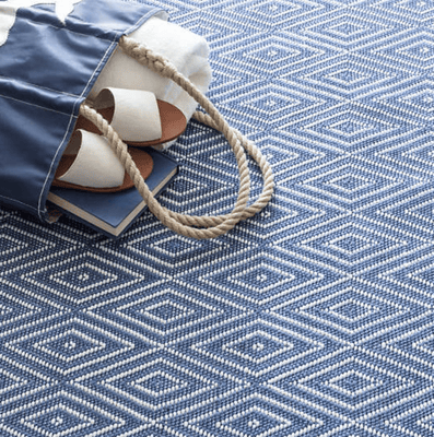 Diamond Indoor/Outdoor Rug - Denim & White - Our Boat House