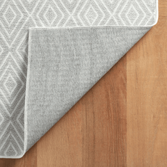 Diamond Platinum/White Machine Washable Rug - Our Boat House