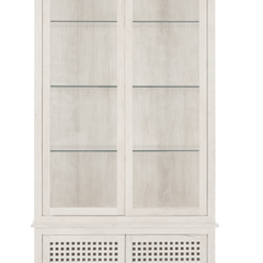 Driftwood Lattice Glass Door Cabinet - Our Boat House