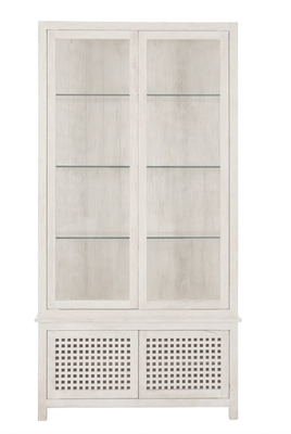 Driftwood Lattice Glass Door Cabinet - Our Boat House