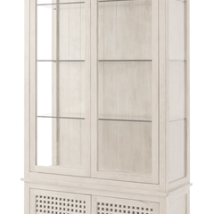 Driftwood Lattice Glass Door Cabinet - Our Boat House