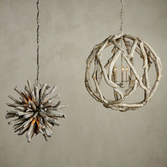 Driftwood Whitewash Orb Chandelier - Our Boat House